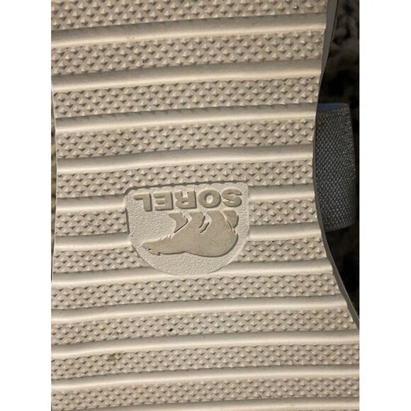 Sorel Women SZ 12 Open-Toe Sandals Elastic Silver Straps & White Leather Accents - Picture 12 of 16